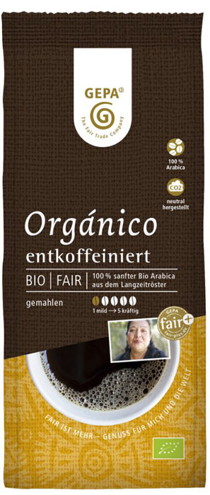 Gepa Cafe Organico entkoffeiniert gemahlen 250g Bio