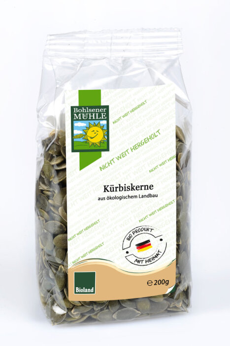 Bohlsener Mühle Kürbiskerne, dunkelgrün, aus Deutschland 200g Bio