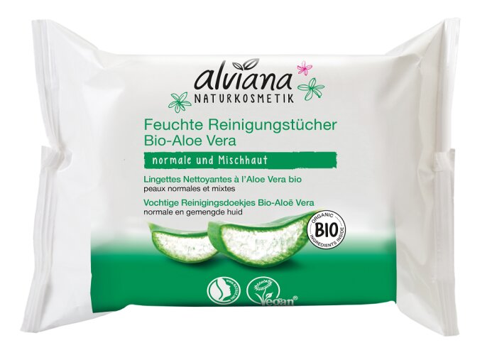 Alviana Feuchte Reinigungstücher Bio-Aloe Vera 25 Stück