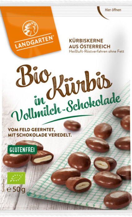 Landgarten Kürbis in Vollmilch-Schokolade 50g