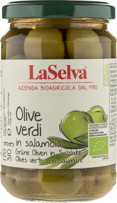 LaSelva Oliven grün in Salzlake 310g