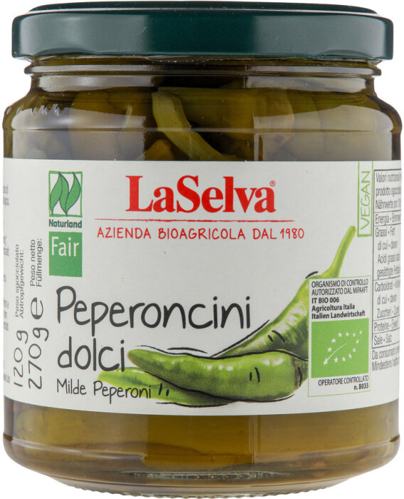 LaSelva Milde Peperoni in Weinessig 270g Bio