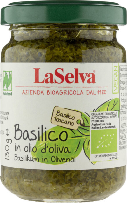 LaSelva Basilikum in Olivenöl 130g Bio