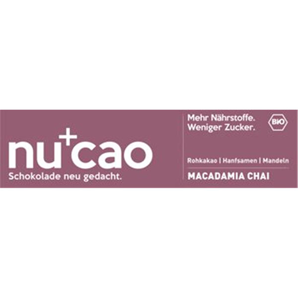 Nu+cao Bio Hanf-Kakao-Riegel Macadamia Chai 40g