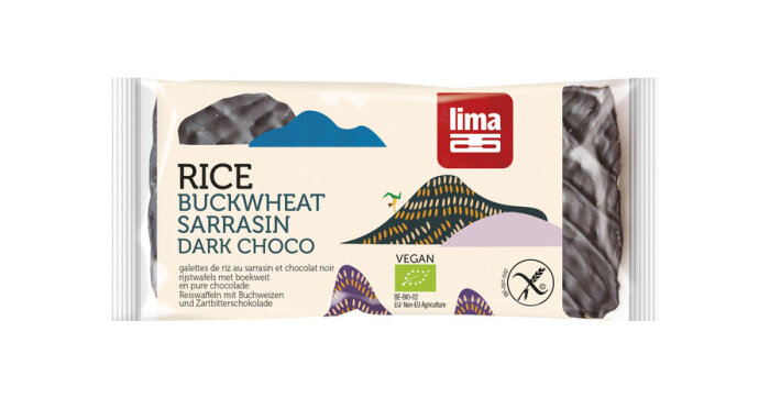 Lima Bio Reiswaffeln mit Buchweizen und Zartbitterschokolade 90g