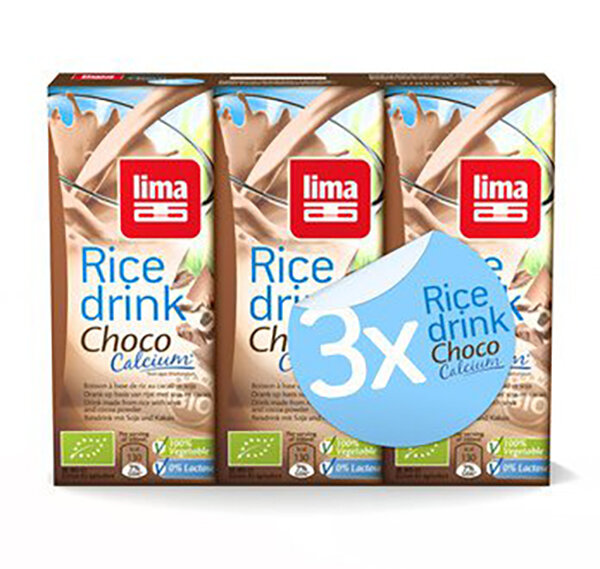 Lima Bio Reis Drink Choco & Soja Calcium mit Strohhalm 3x 200ml