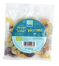 Pural Veggie Sour Worms Fruchtgummi 100g