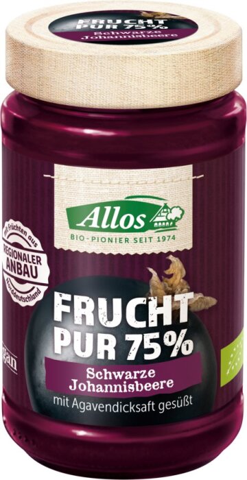 Allos Frucht-Pur Schwarze Johannisbeere bio 75% 250g
