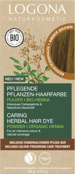 Logona Pflegende Pflanzen-Haarfarbe Pulver  Bernsteinbraun 100g