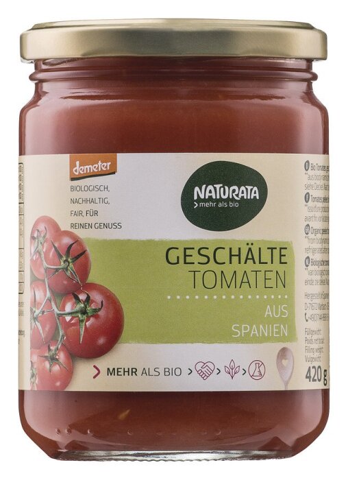 Naturata Bio Demeter Geschälte Tomaten in Tomatensaft 420g