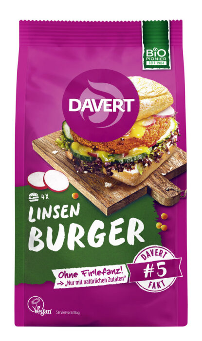 Davert Linsen-Curry Burger 160g