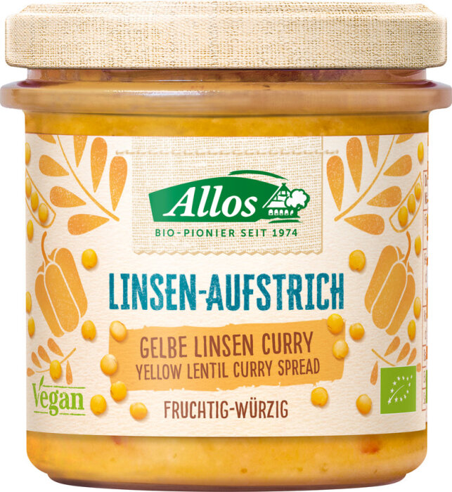 Allos Linsen-Aufstrich Gelbe Linsen Curry 140g