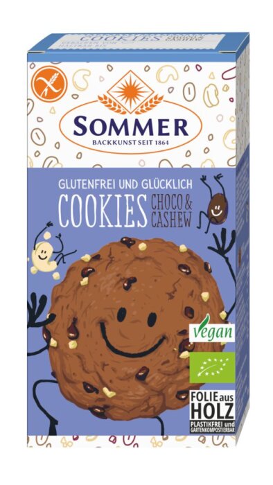 Sommer Glutenfrei und Glücklich Cookies Choco & Cashew 125g Bio
