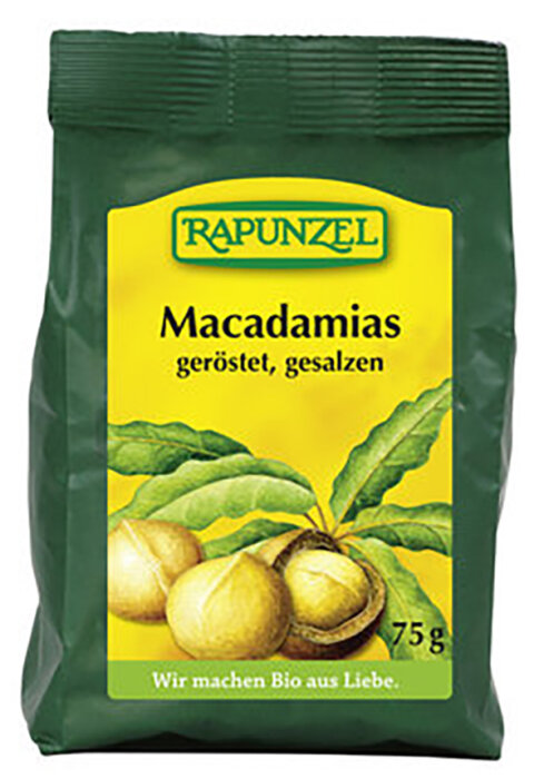 Rapunzel Macadamia Nusskerne geröstet und gesalzen Bio 75g