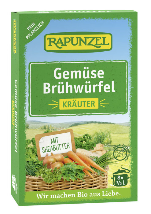 Rapunzel Bio Gemüse-Brühwürfel mit Kräutern, mit Bio-Hefe 8 Stück