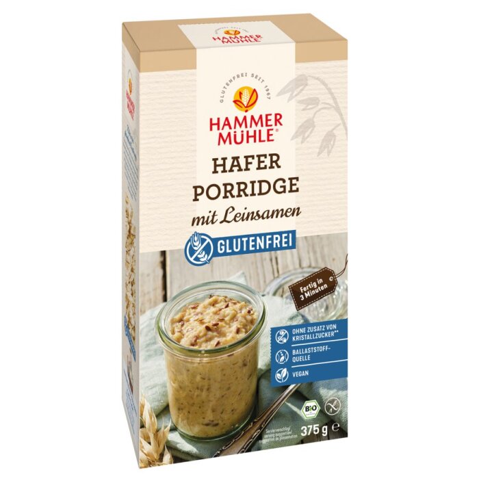 Hammermühle Hafer Porridge mit Leinsamen gf 375g