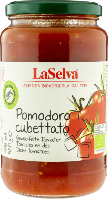 LaSelva Bio Pomodoro Cubettato gewürfelte Tomaten 520g