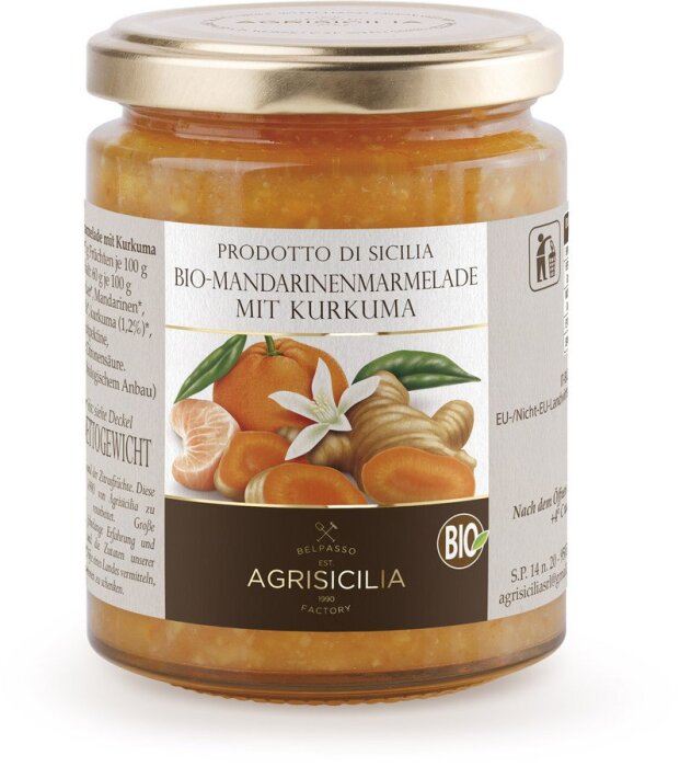 Agrisicilia Mandarinen mit Kurkuma Marmelade 360g Bio